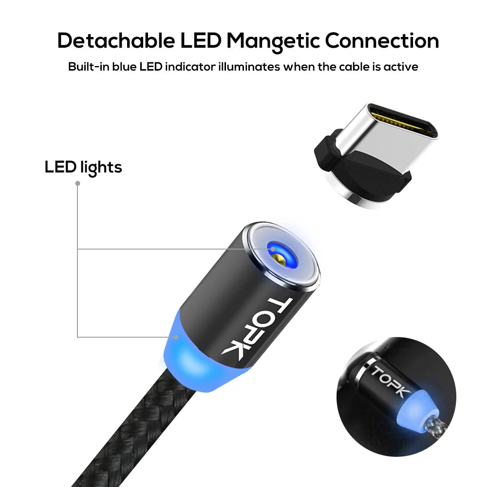 TOPK 360° Rotating 3-in-1 Magnetic Charging Cable