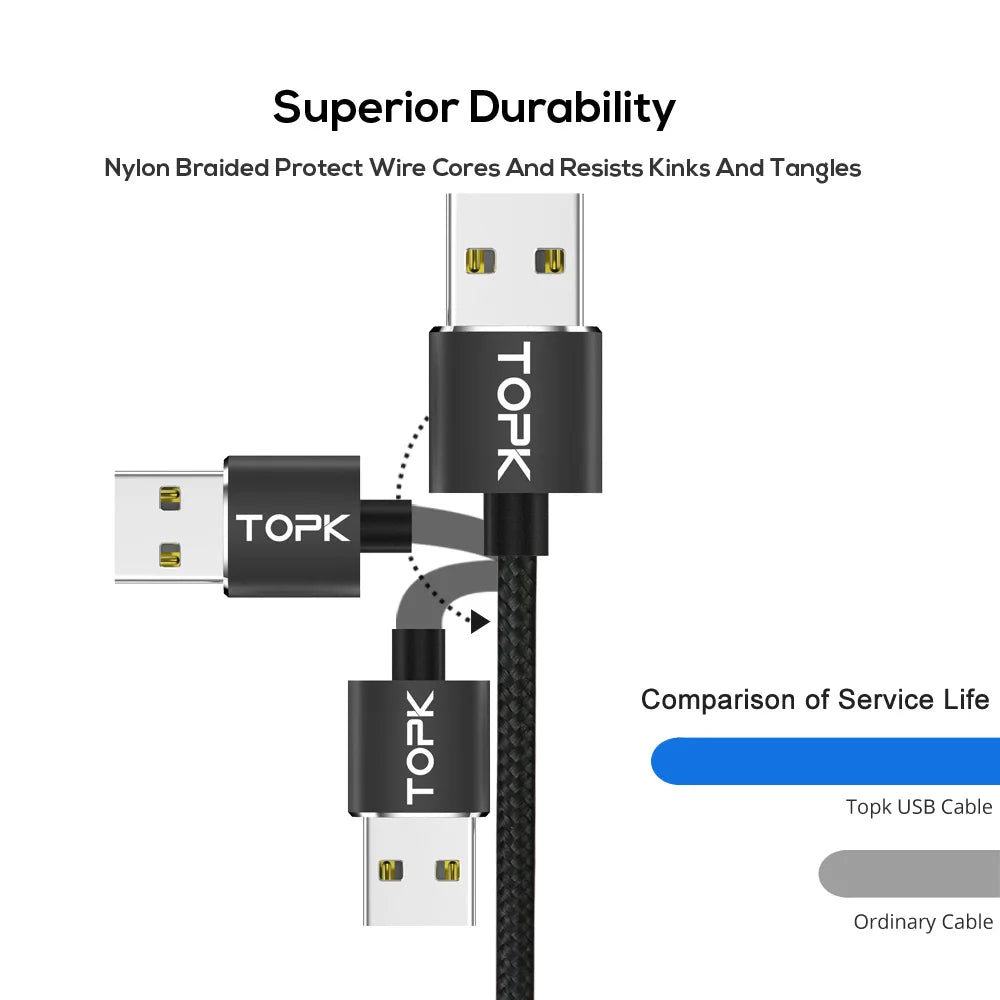 TOPK 360° Rotating 3-in-1 Magnetic Charging Cable